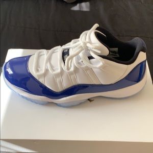 Blue and white jordans